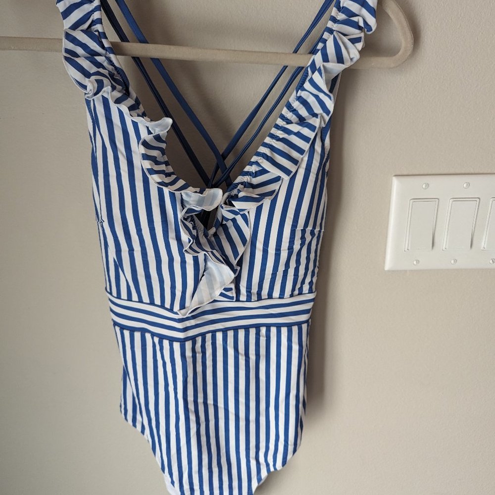 NWT Striped Ruffle One Piece
